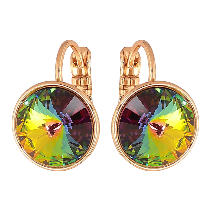 Сережки Xuping колір 18К із кристалами Swarovski французький замок "Кристали  Vitrail Medium" ø 12мм фото №3