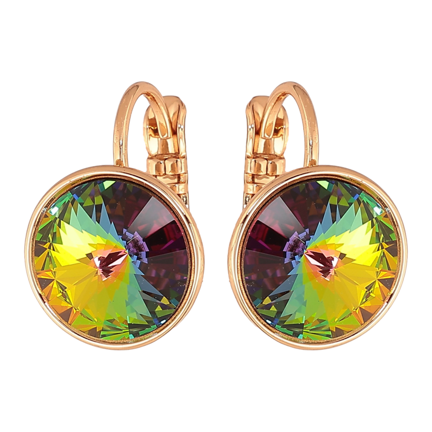 Сережки Xuping колір 18К із кристалами Swarovski французький замок "Кристали Vitrail Medium" ø 12мм фото №1 Сережки Xuping колір 18К із кристалами Swarovski французький замок "Кристали Vitrail Medium" ø 12мм фото №1