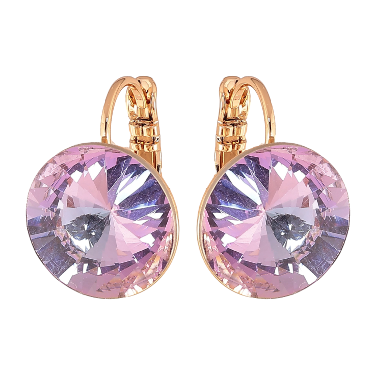 Сережки Xuping колір 18К із кристалами Swarovski французький замок "Кристали Vitrail Light" ø 14мм фото №5