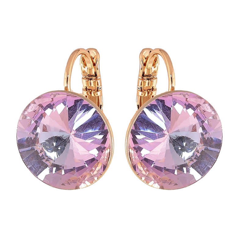 Сережки Xuping колір 18К із кристалами Swarovski французький замок "Кристали Vitrail Light" ø 14мм фото №1