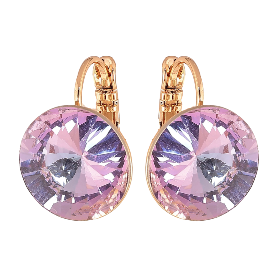 Сережки Xuping колір 18К із кристалами Swarovski французький замок "Кристали Vitrail Light" ø 14мм фото №1