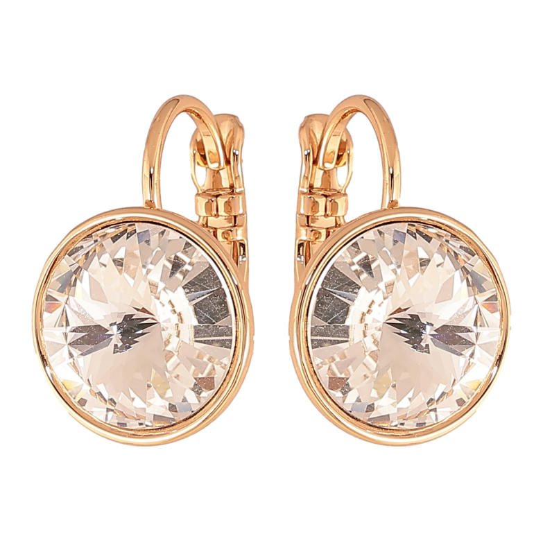 Сережки Xuping колір 18К із кристалами Swarovski французький замок "Кристали  Clear" ø 12мм фото №1