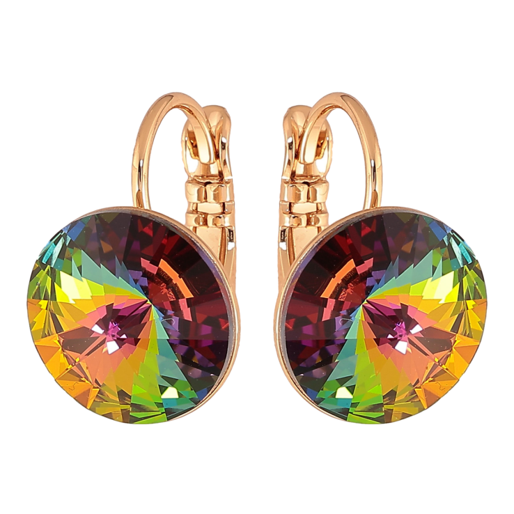 Сережки Xuping колір 18К із кристалами Swarovski французький замок "Кристали Vitrail Medium" ø 12мм фото №7