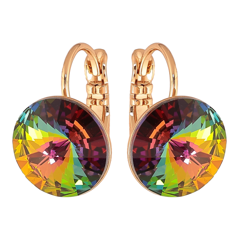 Сережки Xuping колір 18К із кристалами Swarovski французький замок "Кристали Vitrail Medium" ø 12мм фото №2 Сережки Xuping колір 18К із кристалами Swarovski французький замок "Кристали Vitrail Medium" ø 12мм фото №2