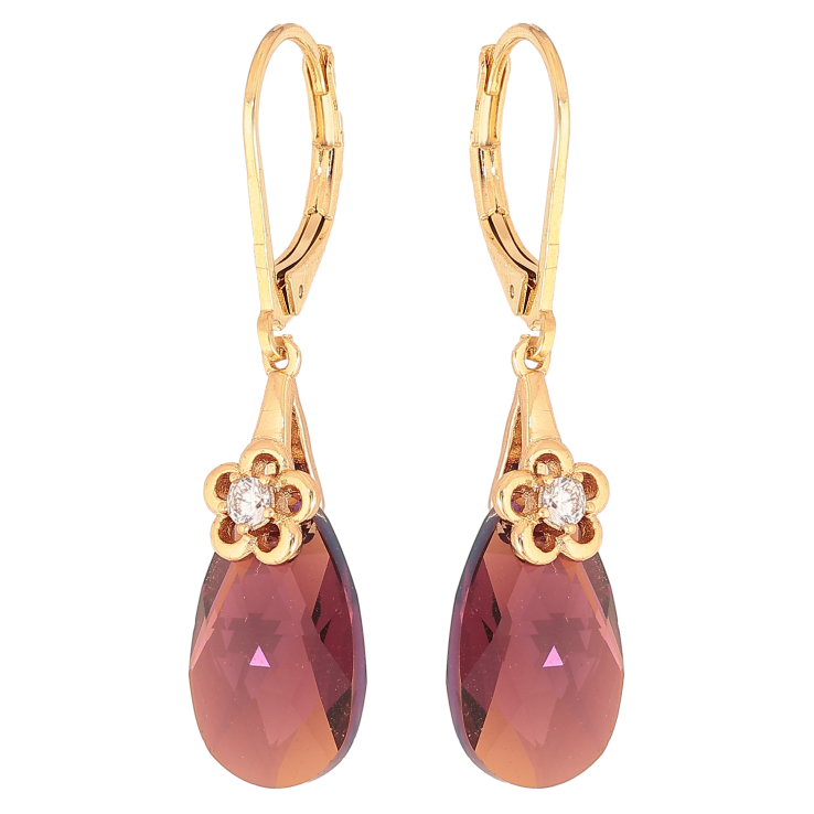 Серьги Xuping цвет 18K с кристаллами Swarovski французский замок "Кристаллы Burgundy с цветочками" фото №15 Серьги Xuping цвет 18K с кристаллами Swarovski французский замок "Кристаллы Burgundy с цветочками" фото №15