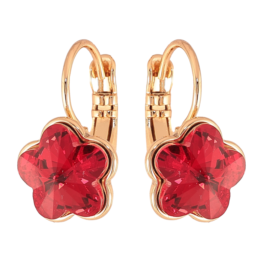 Серьги Xuping цвет 18K с кристаллами Swarovski французский замок "Кристальные цветочки Siam" фото №1 Серьги Xuping цвет 18K с кристаллами Swarovski французский замок "Кристальные цветочки Siam" фото №1