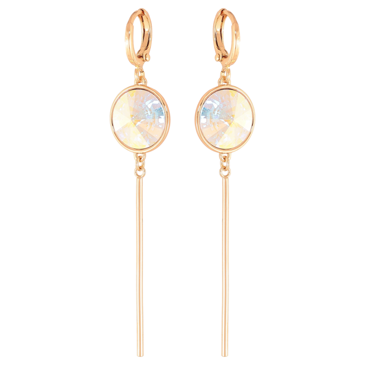 Серьги Xuping цвет 18K с кристаллами Swarovski подвески на колечках "Кристаллы АВ (Aurore Boreale)" фото №23