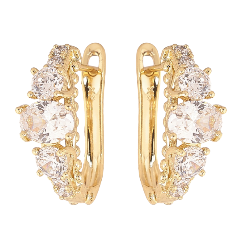 Серьги Xuping цвет Позолота 14K английский замок "Инкрустация кристаллами" фото №1