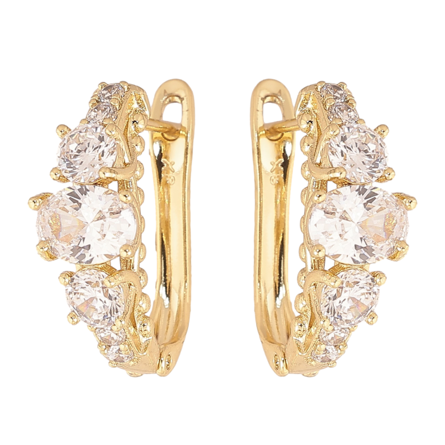 Серьги Xuping цвет Позолота 14K английский замок "Инкрустация кристаллами" фото №1