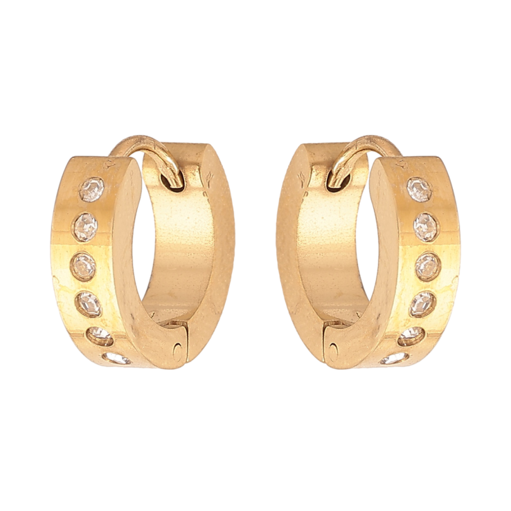 Сережки Xuping TTM Stainless Steel колір 14K колечка "Візерунок з кристалами" фото №14