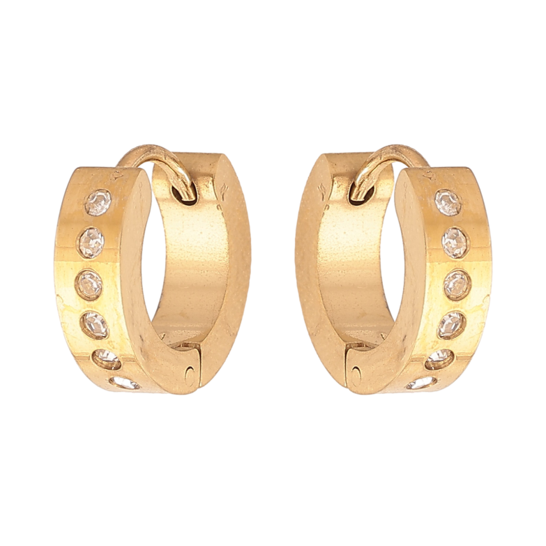 Серьги Xuping TTM Stainless Steel цвет  14K колечки "Узор с кристаллами" фото №1