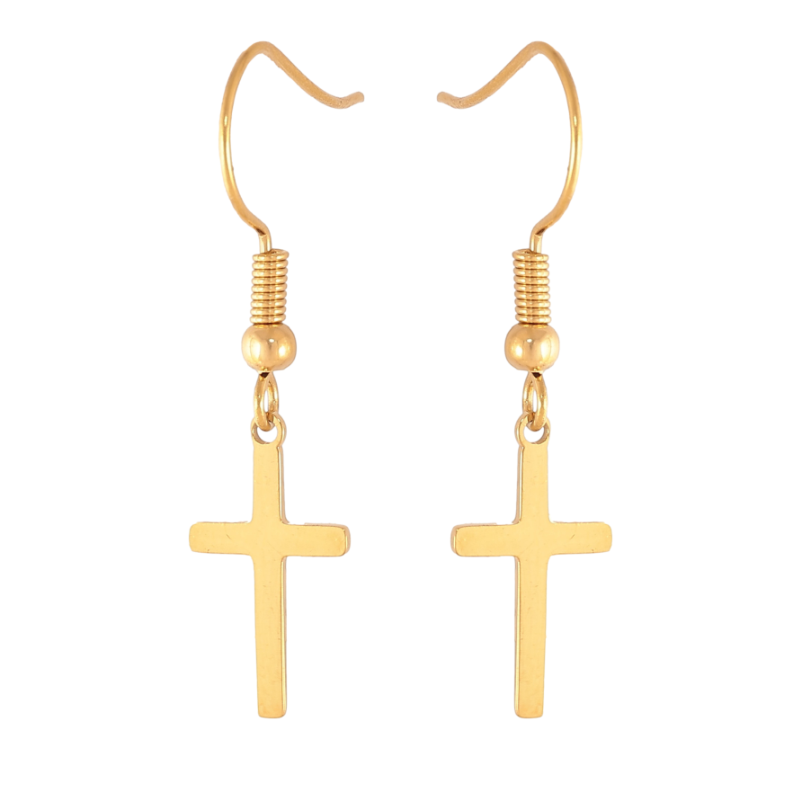 Серьги Xuping TTM Stainless Steel цвет 14K французский замок "Крестики" фото №1 Серьги Xuping TTM Stainless Steel цвет 14K французский замок "Крестики" фото №1