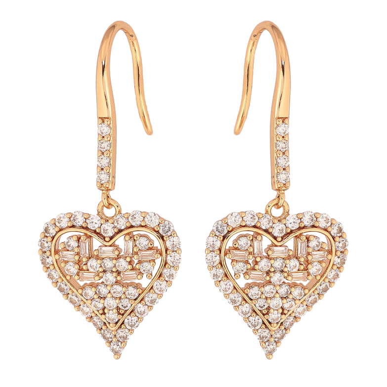 Серьги Xuping цвет Позолота 18K французский замок "Сердечки с инкрустацией кристаллами" фото №2
