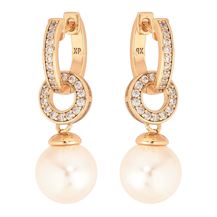 Сережки Xuping колір Позолота 18К підвіски на колечках "Перлинні підвіски" 2 в 1 фото №20