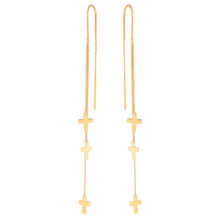 Сережки Xuping колір Позолота 18K протяжки "Хрестики на ланцюжках" фото №22 Сережки Xuping колір Позолота 18K протяжки "Хрестики на ланцюжках" фото №22