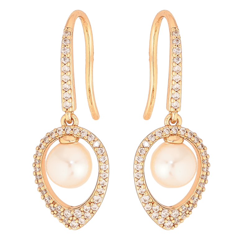 Серьги Xuping цвет Позолота 18К французский замок "Подвески с инкрустацией кристаллами и жемчужинами" фото №1