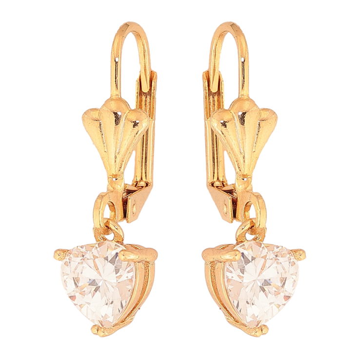 Сережки Xuping колір Позолота 18K французький замок "Кристальні серця" фото №8