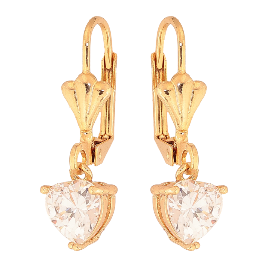 Сережки Xuping колір Позолота 18K французький замок "Кристальні серця" фото №1 Сережки Xuping колір Позолота 18K французький замок "Кристальні серця" фото №1
