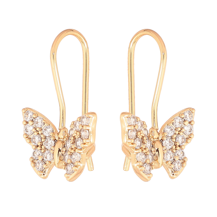 Серьги Xuping цвет Позолота 18K французский замок "Бабочки" фото №3