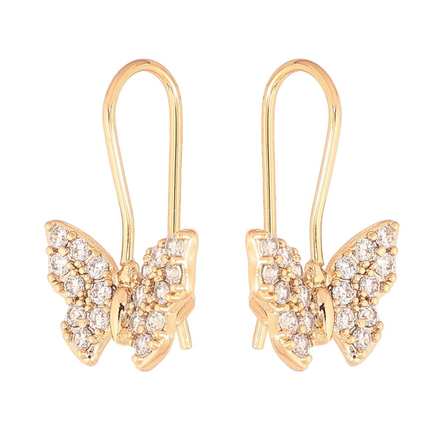 Серьги Xuping цвет Позолота 18K французский замок "Бабочки" фото №1