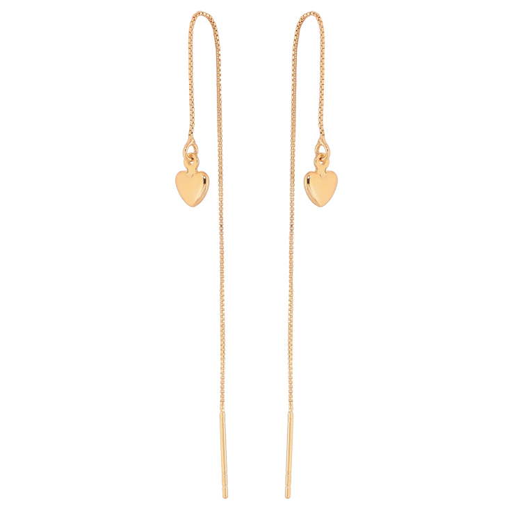 Серьги Xuping цвет Позолота 18K протяжки "Сердечки на цепочках" фото №6