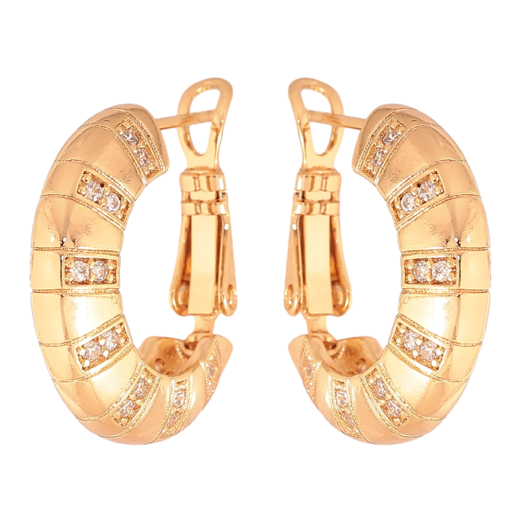 Сережки Xuping колір Позолота 18K італійський замок "Візерунок з кристалами" ø 2см фото №17