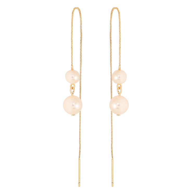 Сережки Xuping колір Позолота 18К протяжки "Перлини з ланцюжками" фото №2 Сережки Xuping колір Позолота 18К протяжки "Перлини з ланцюжками" фото №2