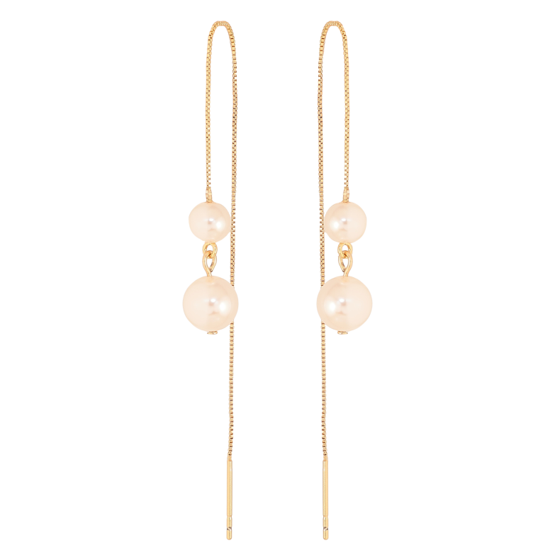Серьги Xuping цвет Позолота 18К протяжки "Жемчужины с цепочками" фото №1 Серьги Xuping цвет Позолота 18К протяжки "Жемчужины с цепочками" фото №1