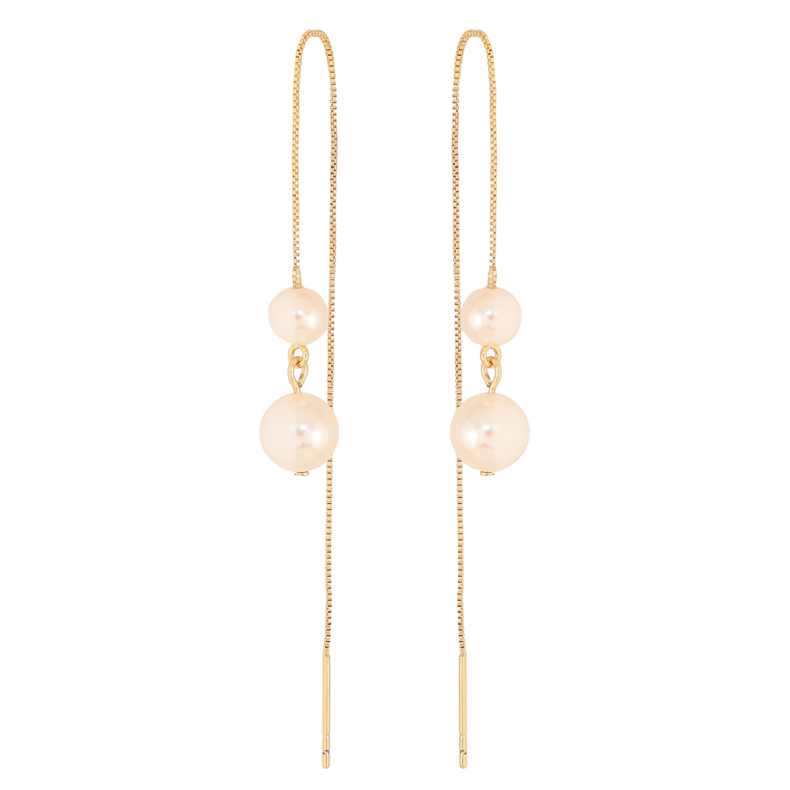 Сережки Xuping колір Позолота 18К протяжки "Перлини з ланцюжками" фото №1 Сережки Xuping колір Позолота 18К протяжки "Перлини з ланцюжками" фото №1