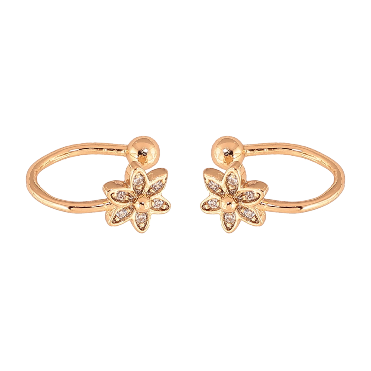 Серьги Xuping цвет Позолота 18K каффы "Цветочки" фото №20