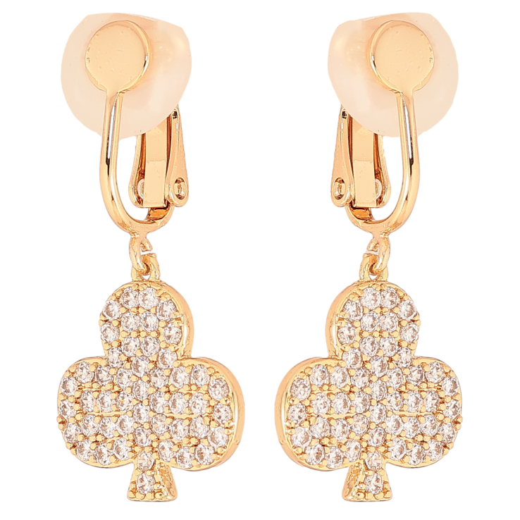 Сережки Xuping колір Позолота 18К кліпси "Трефи з інкрустацією кристалами" фото №10