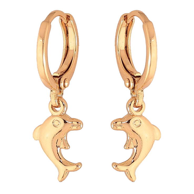 Серьги Xuping цвет Позолота 18K подвески на колечках "Дельфины" фото №9