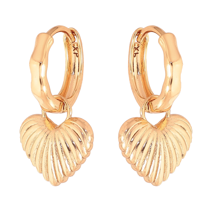 Сережки Xuping колір Позолота 18K підвіски на колечках "Сердечка" 2 в 1 фото №10