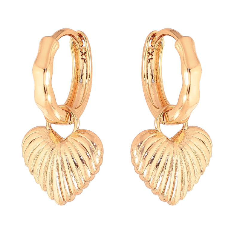 Сережки Xuping колір Позолота 18K підвіски на колечках "Сердечка" 2 в 1 фото №1