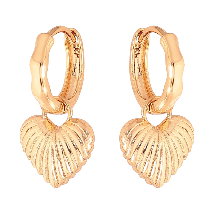 Сережки Xuping колір Позолота 18K підвіски на колечках "Сердечка" 2 в 1 фото №1