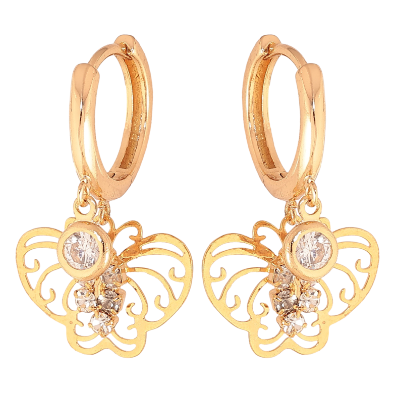Серьги Xuping цвет Позолота 18K подвески на колечках "Бабочки с кристаллами" фото №1 Серьги Xuping цвет Позолота 18K подвески на колечках "Бабочки с кристаллами" фото №1