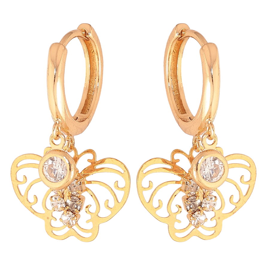 Серьги Xuping цвет Позолота 18K подвески на колечках "Бабочки с кристаллами" фото №1 Серьги Xuping цвет Позолота 18K подвески на колечках "Бабочки с кристаллами" фото №1