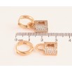Серьги Xuping цвет Позолота 18K подвески на колечках "Замочки с инкрустацией кристаллами" 2 в 1 фото №2