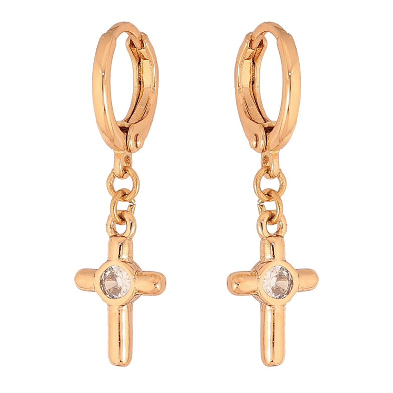 Серьги Xuping цвет Позолота 18К подвески на колечках "Крестики" фото №1 Серьги Xuping цвет Позолота 18К подвески на колечках "Крестики" фото №1