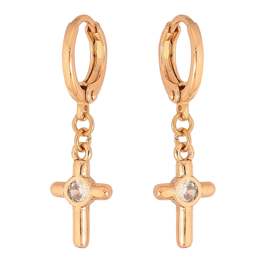 Серьги Xuping цвет Позолота 18К подвески на колечках "Крестики" фото №1 Серьги Xuping цвет Позолота 18К подвески на колечках "Крестики" фото №1