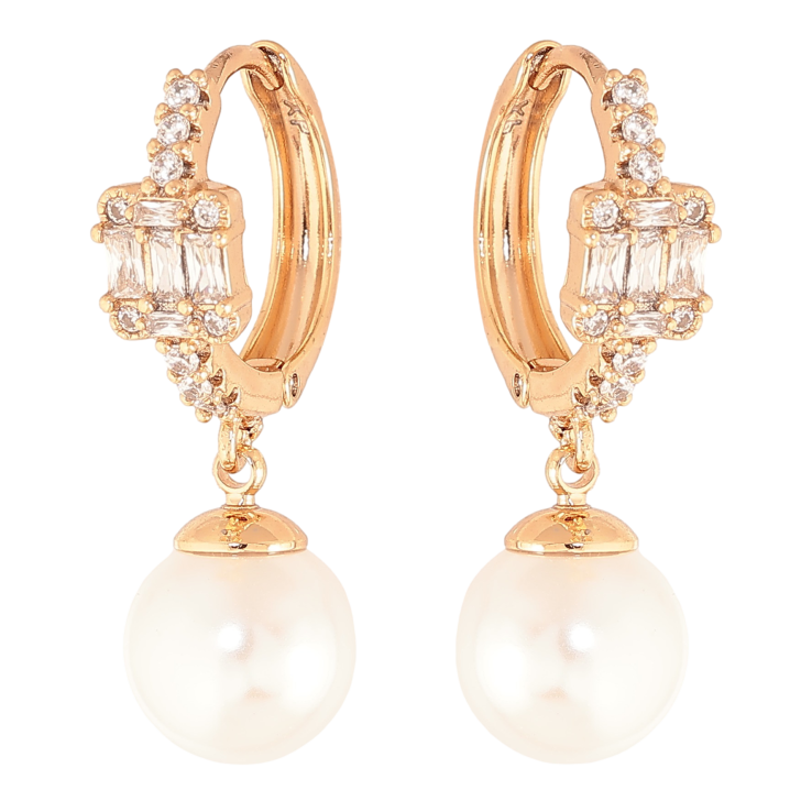 Серьги Xuping цвет Позолота 18K подвески на колечках "Жемчужные подвески" - Фото 13