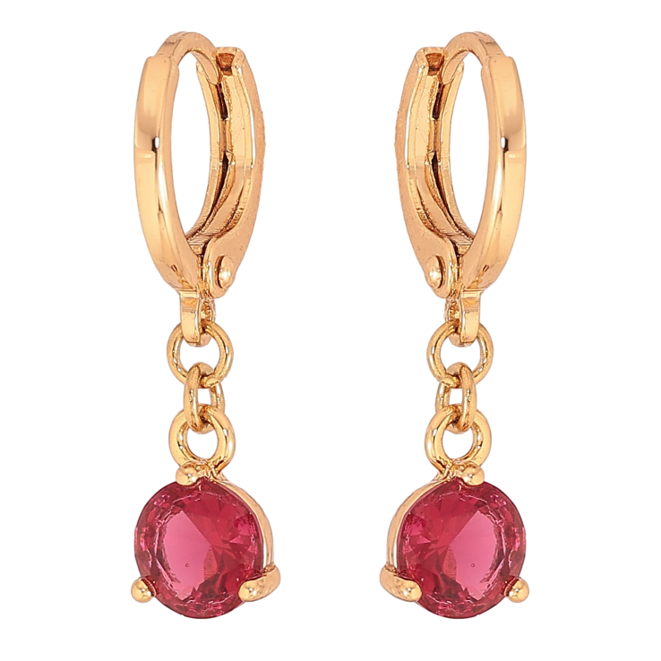 Сережки Xuping колір Позолота 18К підвіски на колечках "Малинові кристали" ø 6мм фото №16
