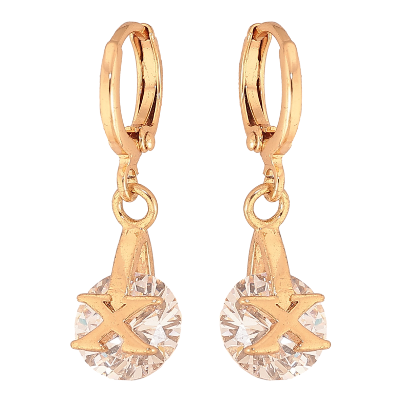 Серьги Xuping цвет Позолота 18K подвески на колечках "Кристаллы с накладками Х" фото №1 Серьги Xuping цвет Позолота 18K подвески на колечках "Кристаллы с накладками Х" фото №1