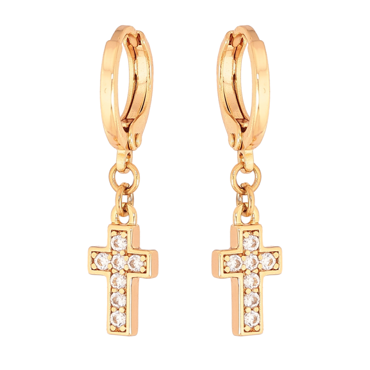 Сережки Xuping колір Позолота 18K підвіски на колечках "Хрестики" фото №17 Сережки Xuping колір Позолота 18K підвіски на колечках "Хрестики" фото №17