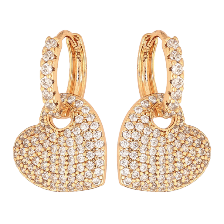 Сережки Xuping колір Позолота 18К підвіски на колечках "Сердечки з інкрустацією кристалами" 2 в 1 фото №12