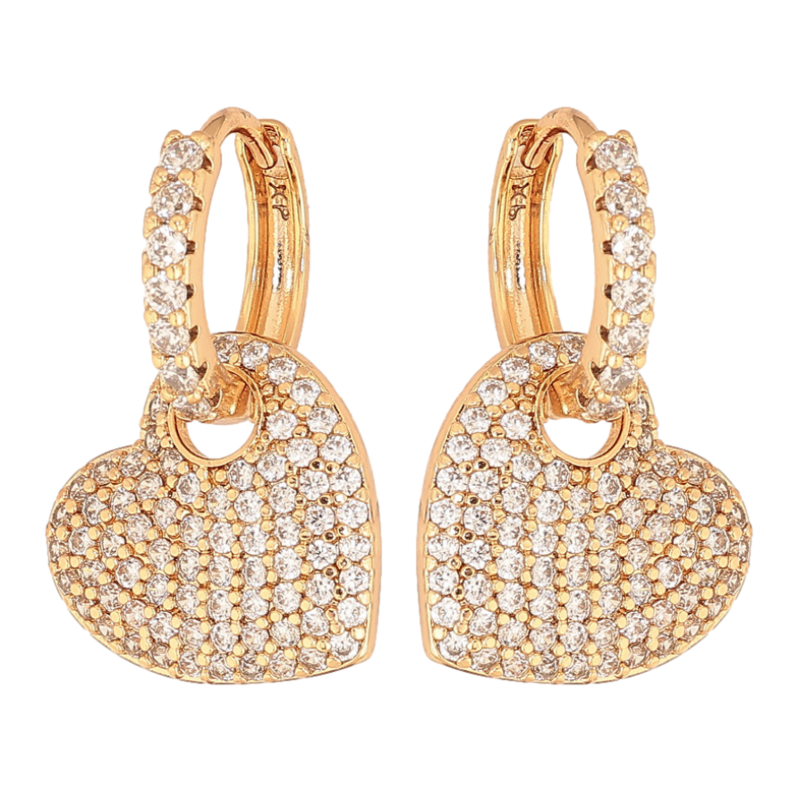 Сережки Xuping колір Позолота 18К підвіски на колечках "Сердечки з інкрустацією кристалами" 2 в 1 фото №1 Сережки Xuping колір Позолота 18К підвіски на колечках "Сердечки з інкрустацією кристалами" 2 в 1 фото №1