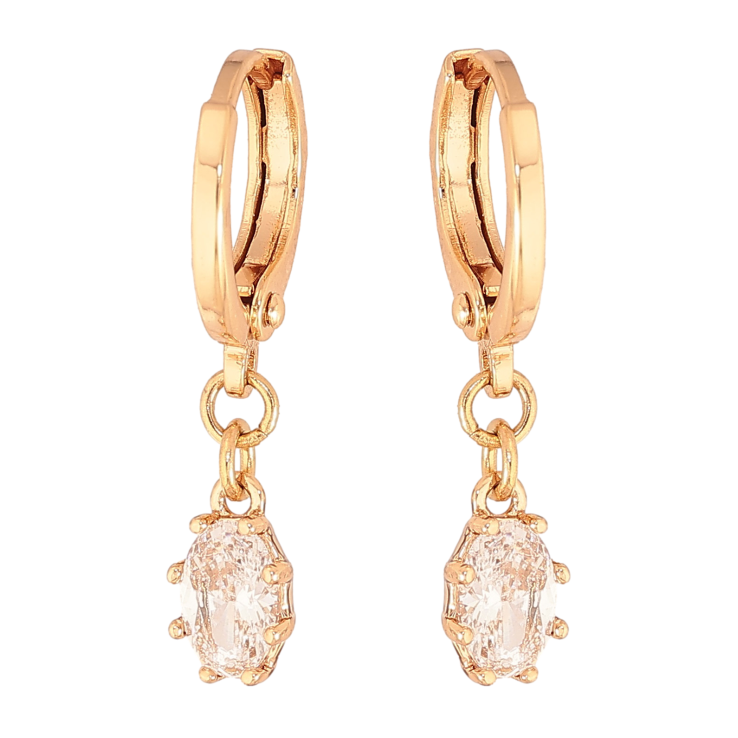 Сережки Xuping колір Позолота 18K підвіски на колечках "Кристали" фото №11