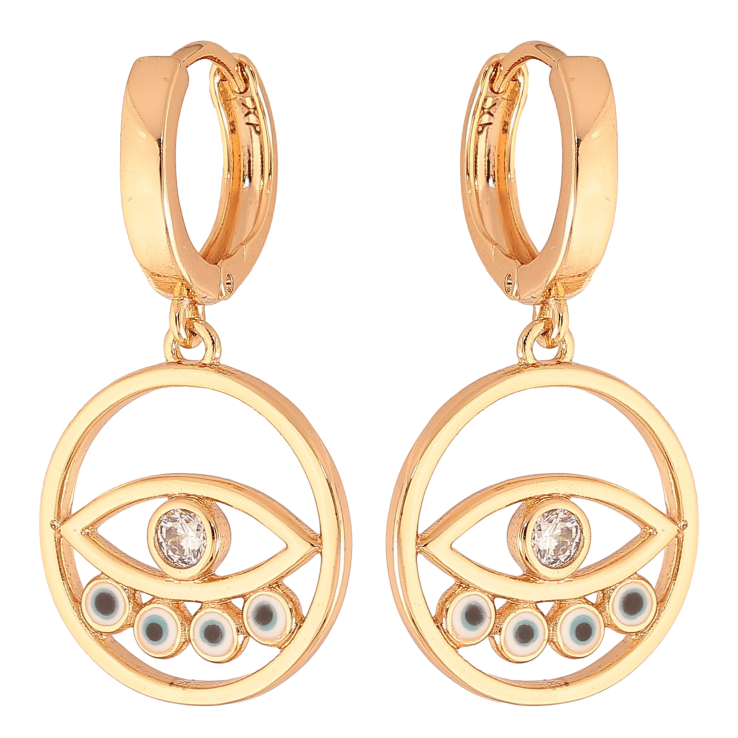 Серьги Xuping цвет Позолота 18K подвески на колечках "Оберег Глаз Фатимы" - Фото 8