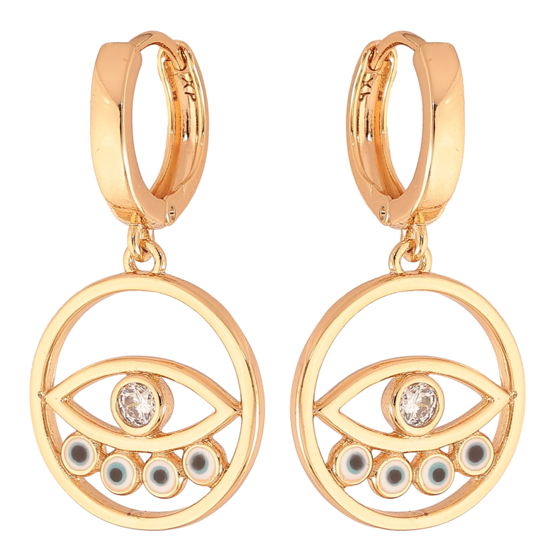 Серьги Xuping цвет Позолота 18K подвески на колечках "Оберег Глаз Фатимы" фото №1 Серьги Xuping цвет Позолота 18K подвески на колечках "Оберег Глаз Фатимы" фото №1