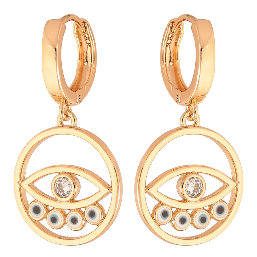 Серьги Xuping цвет Позолота 18K подвески на колечках "Оберег Глаз Фатимы" фото №1 Серьги Xuping цвет Позолота 18K подвески на колечках "Оберег Глаз Фатимы" фото №1